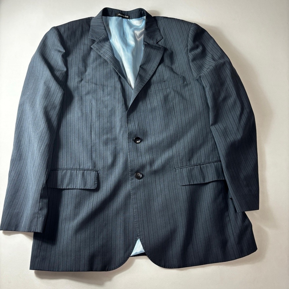 Brescianni Blazer Men 44R XL Gray Pinstripe Super 150s Wool Made In Italy Jacket